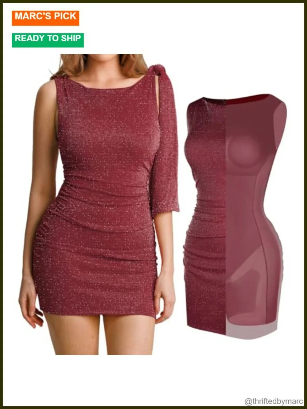 Multi-Way Shapewear Mini Dress Sheer Shimmer Ruched Bodycon Built-In Bra Party